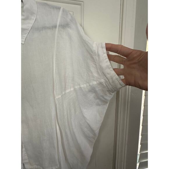 Inizio Women's White 100% Linen made in Italy Button Up Cropped Top Size Small - Picture 5 of 10